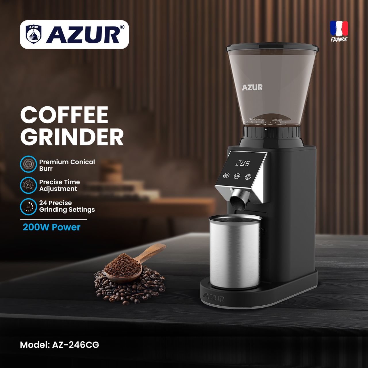 آسیاب قهوه آزور مدل مشکی AZ-246